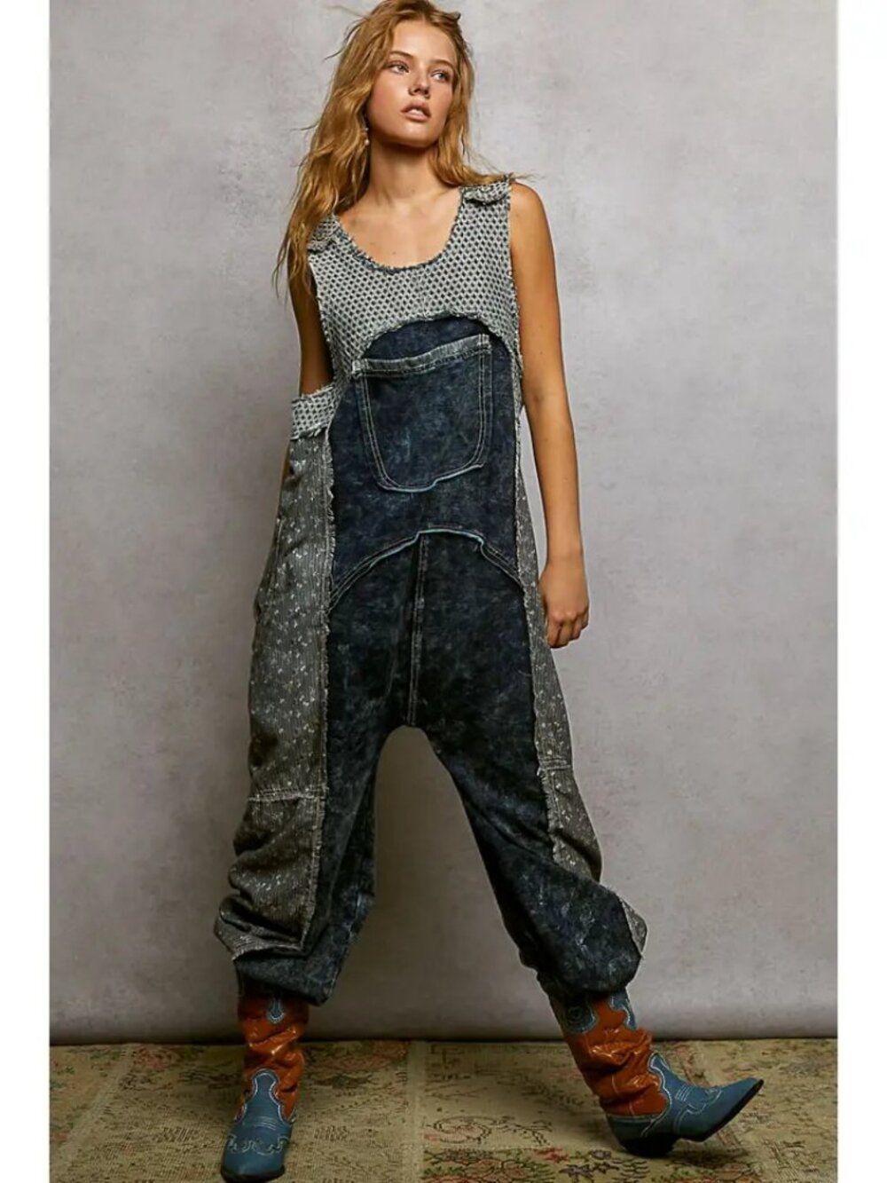 POL Clothing Big Pocket French Terry Jogger Overalls NEW